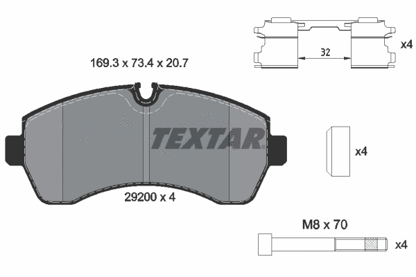 2920002 TEXTAR Комплект тормозных колодок, дисковый тормоз (фото 1)