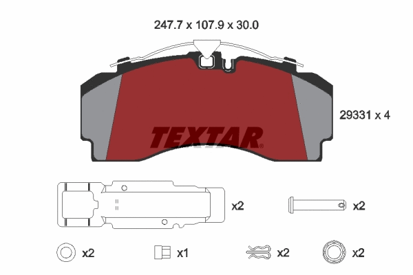 2933101 TEXTAR Комплект тормозных колодок, дисковый тормоз (фото 1)