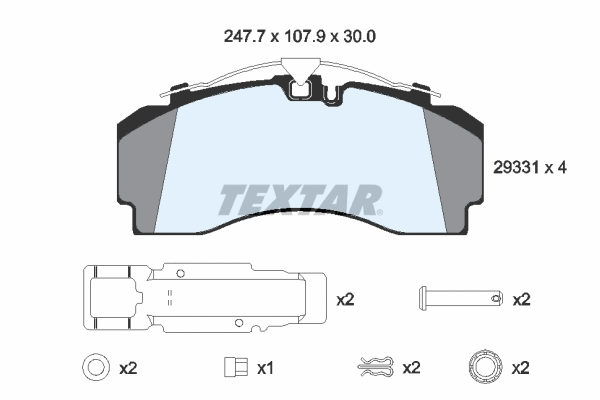 2933102 TEXTAR Комплект тормозных колодок, дисковый тормоз (фото 1)
