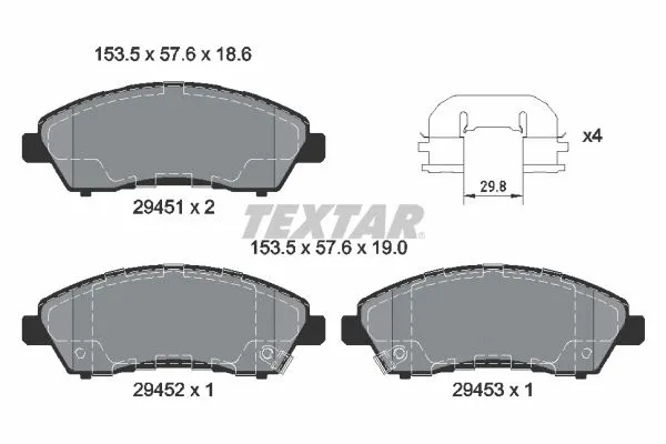 2945101 TEXTAR Комплект тормозных колодок, дисковый тормоз (фото 1)
