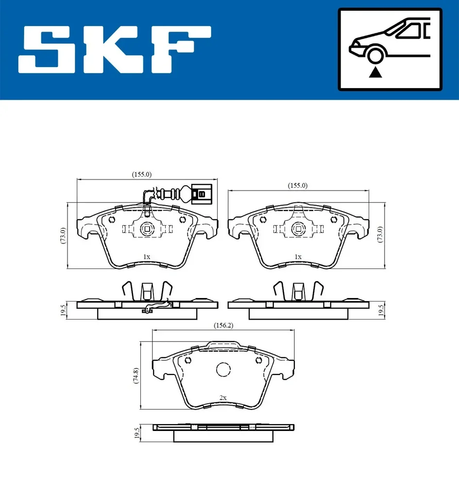 VKBP 80042 E SKF Комплект тормозных колодок, дисковый тормоз (фото 1)