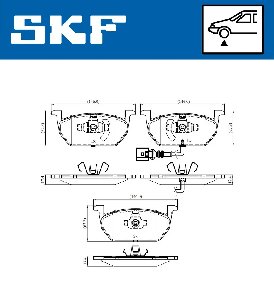 VKBP 80055 E SKF Комплект тормозных колодок, дисковый тормоз (фото 1)