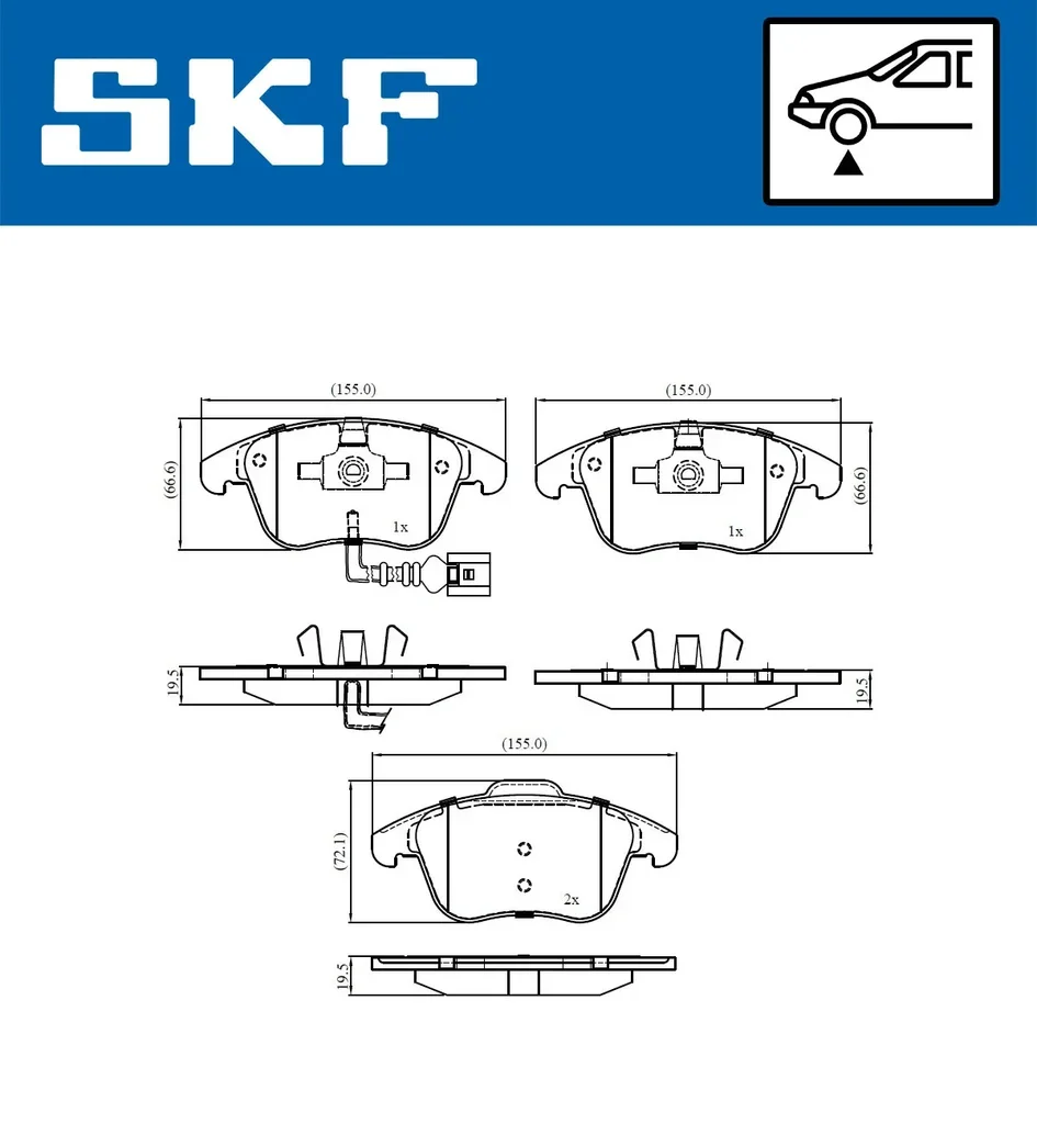 VKBP 80073 E SKF Комплект тормозных колодок, дисковый тормоз (фото 1)