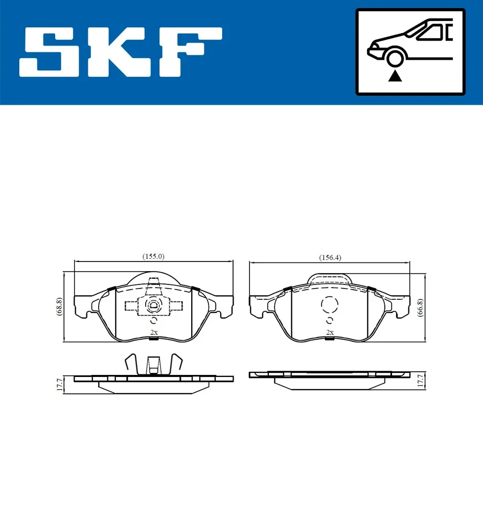 VKBP 80127 SKF Комплект тормозных колодок, дисковый тормоз (фото 1)