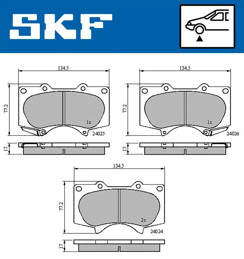 VKBP 80135 A SKF Комплект тормозных колодок, дисковый тормоз (фото 1)