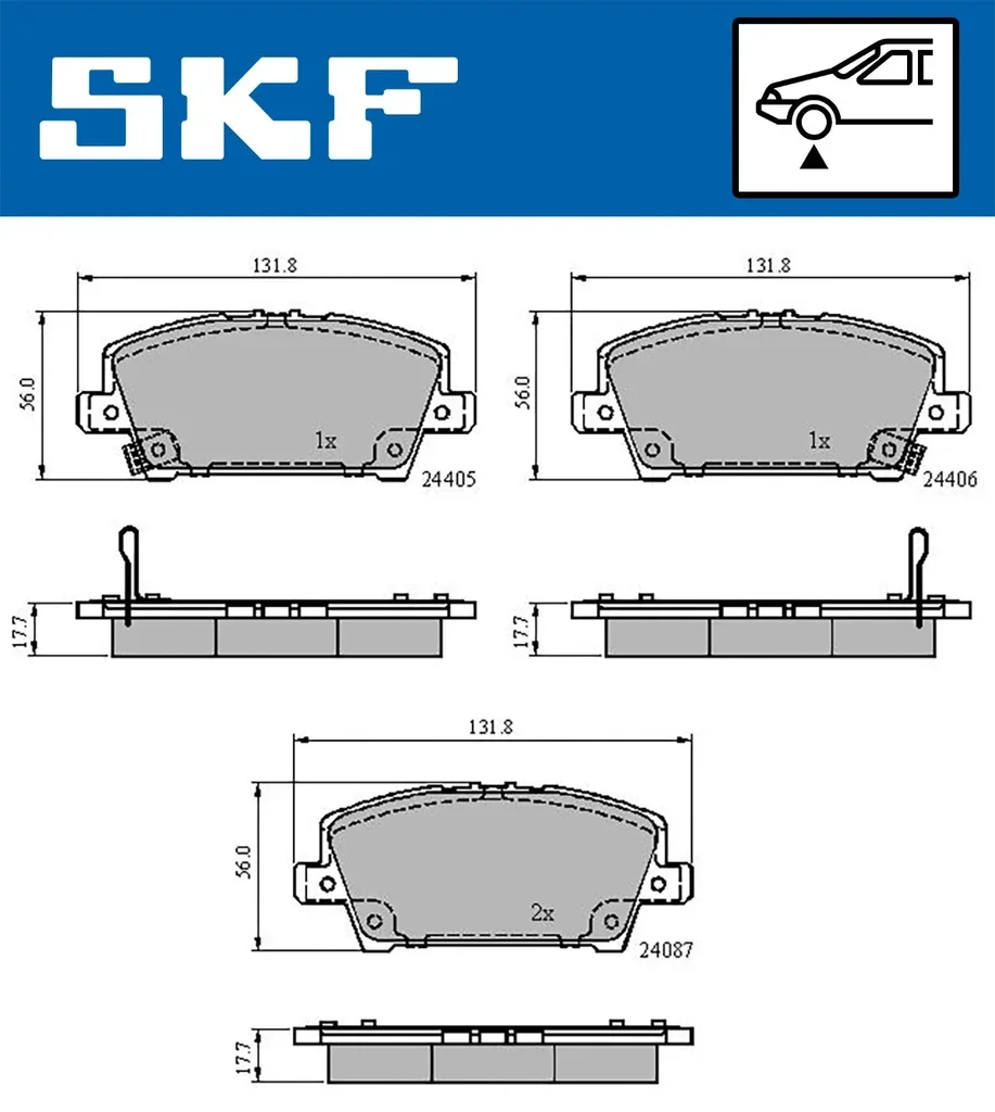 VKBP 80195 A SKF Комплект тормозных колодок, дисковый тормоз (фото 1)