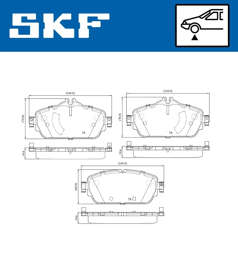 VKBP 80196 SKF Комплект тормозных колодок, дисковый тормоз (фото 1)