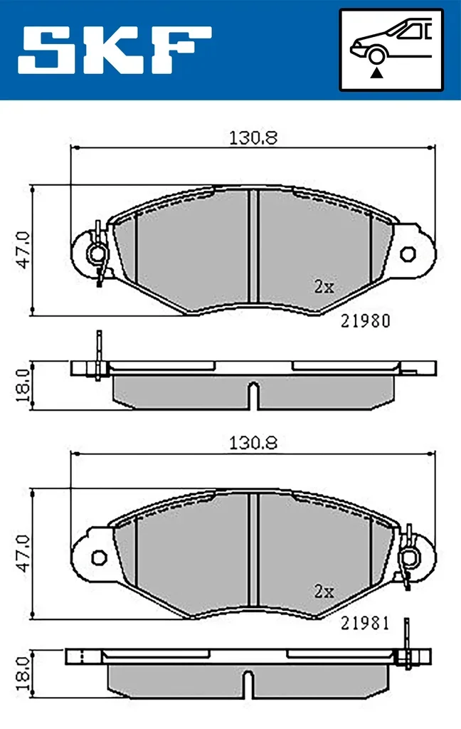 VKBP 80212 SKF Комплект тормозных колодок, дисковый тормоз (фото 1)