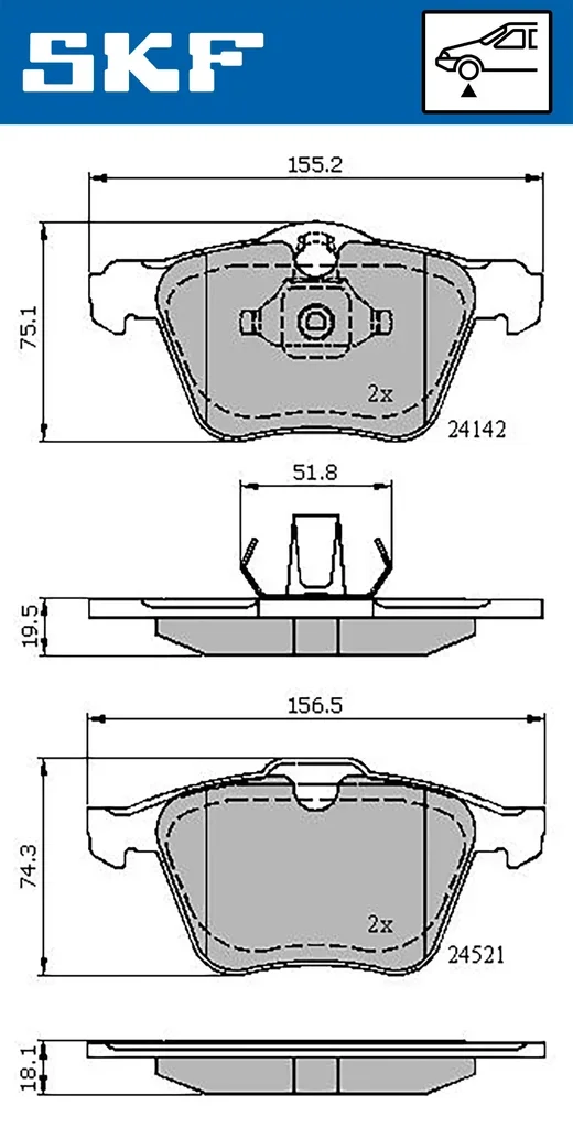 VKBP 80224 SKF Комплект тормозных колодок, дисковый тормоз (фото 1)