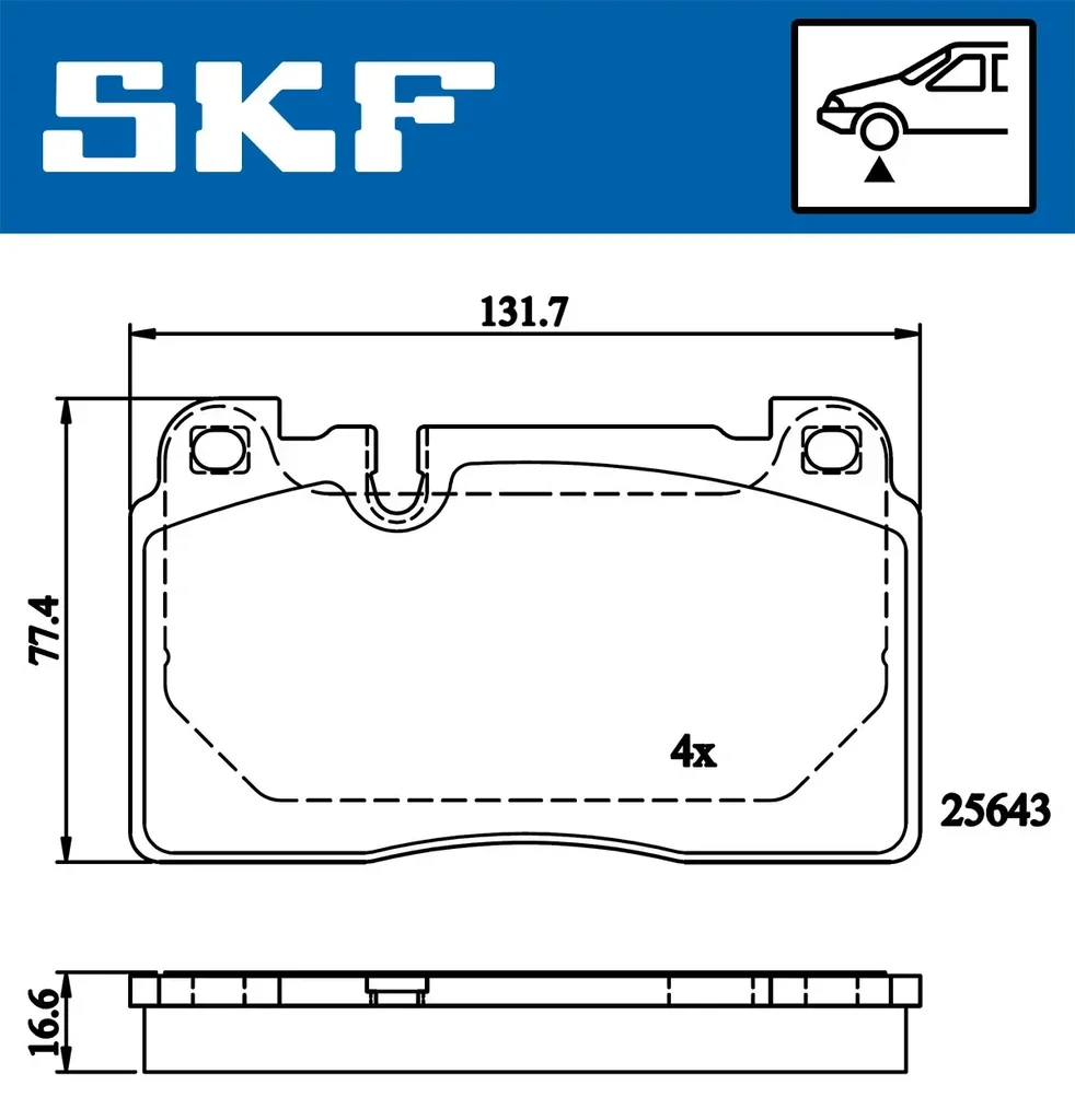 VKBP 80225 SKF Комплект тормозных колодок, дисковый тормоз (фото 1)