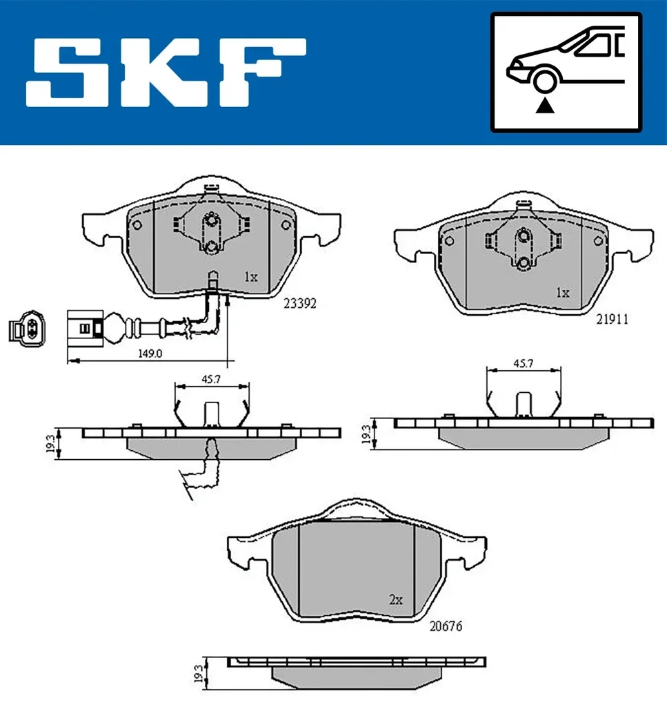 VKBP 80270 E SKF Комплект тормозных колодок, дисковый тормоз (фото 1)