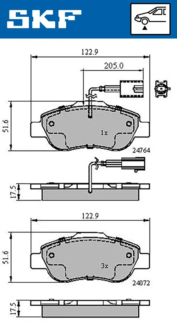 VKBP 80313 E SKF Комплект тормозных колодок, дисковый тормоз (фото 1)