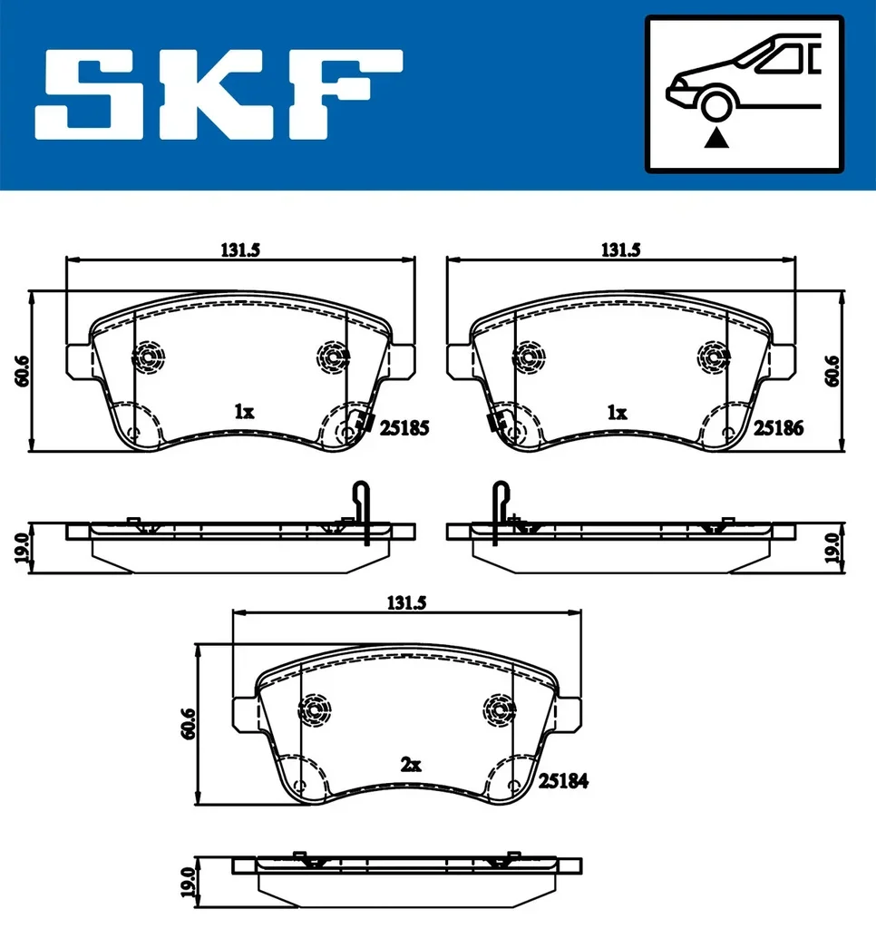 VKBP 80343 A SKF Комплект тормозных колодок, дисковый тормоз (фото 1)