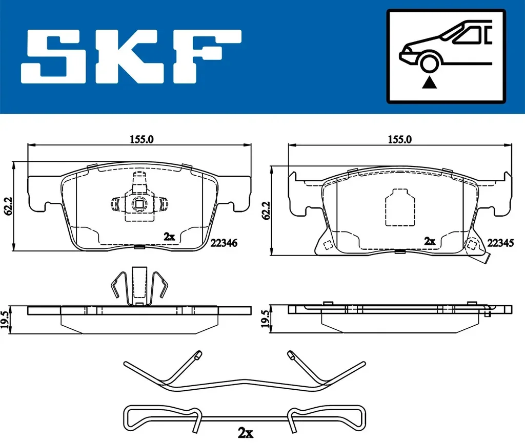 VKBP 80409 A SKF Комплект тормозных колодок, дисковый тормоз (фото 1)