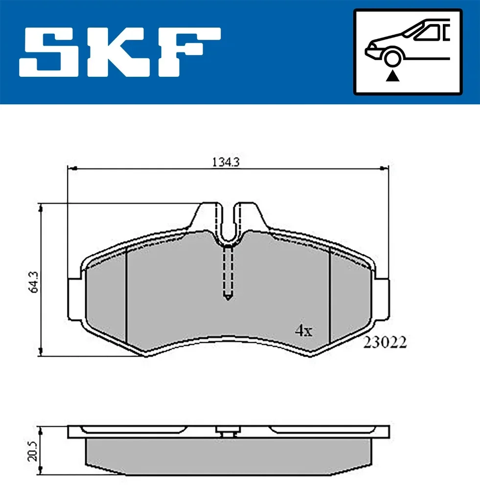 VKBP 80412 SKF Комплект тормозных колодок, дисковый тормоз (фото 1)