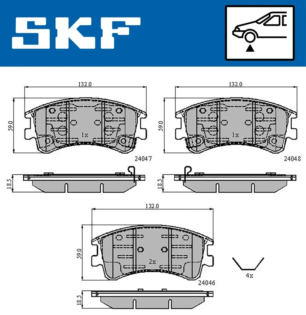 VKBP 80421 A SKF Комплект тормозных колодок, дисковый тормоз (фото 1)