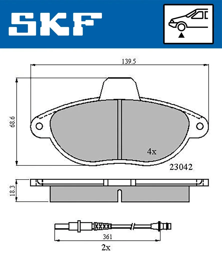 VKBP 80423 E SKF Комплект тормозных колодок, дисковый тормоз (фото 1)