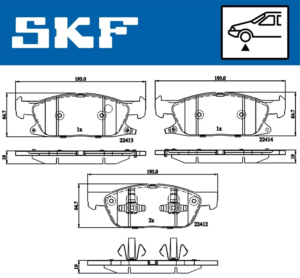 VKBP 80433 A SKF Комплект тормозных колодок, дисковый тормоз (фото 1)