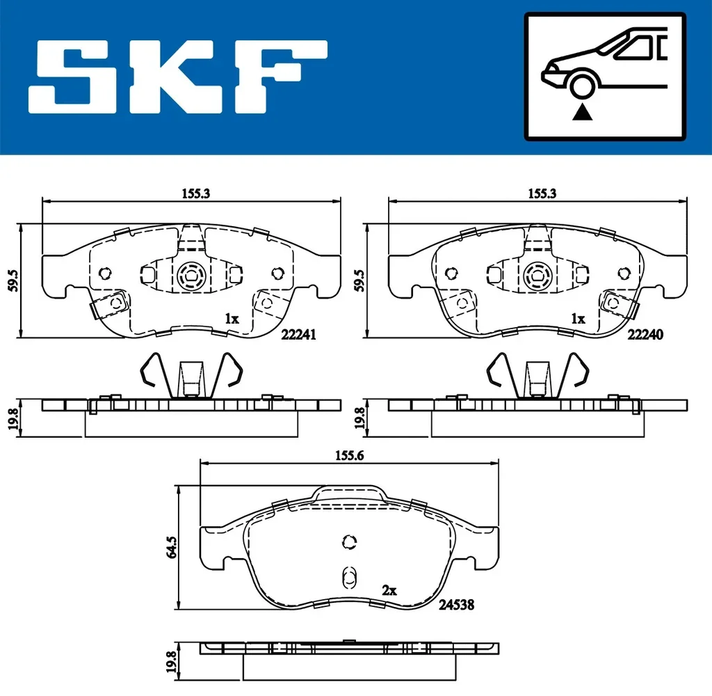 VKBP 80448 A SKF Комплект тормозных колодок, дисковый тормоз (фото 1)
