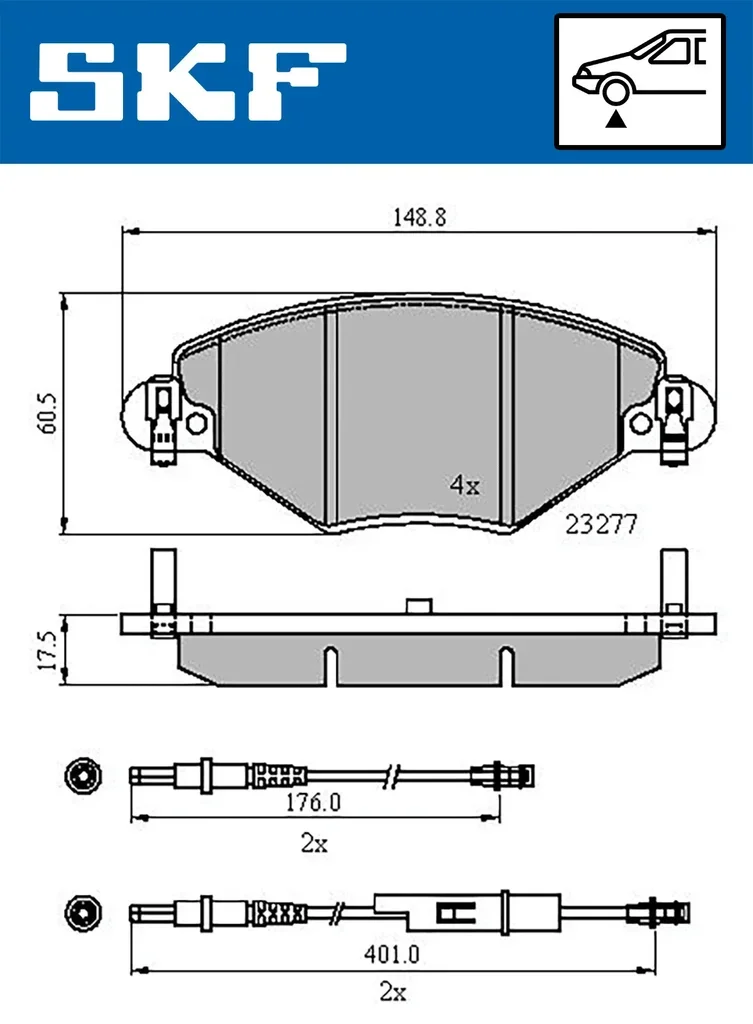 VKBP 80463 E SKF Комплект тормозных колодок, дисковый тормоз (фото 1)