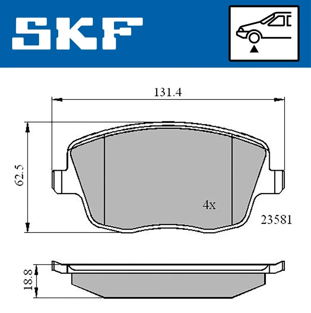 VKBP 80517 SKF Комплект тормозных колодок, дисковый тормоз (фото 1)