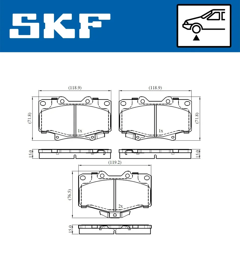 VKBP 80537 A SKF Комплект тормозных колодок, дисковый тормоз (фото 1)