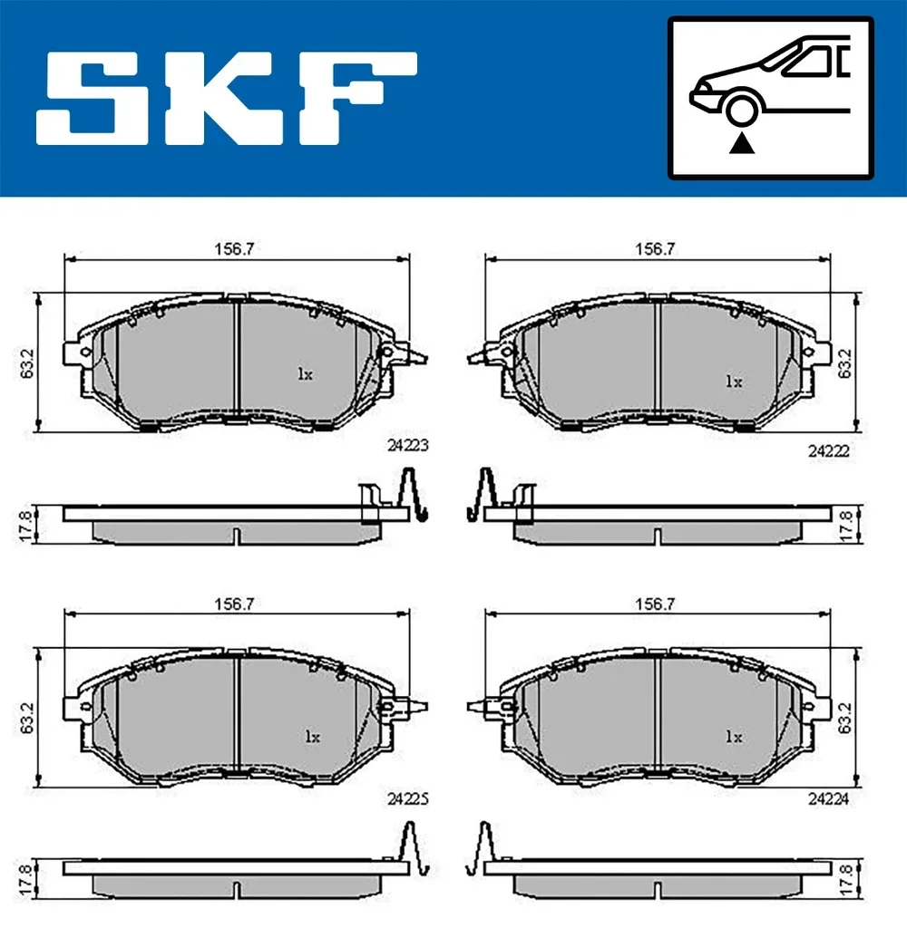 VKBP 80555 A SKF Комплект тормозных колодок, дисковый тормоз (фото 1)