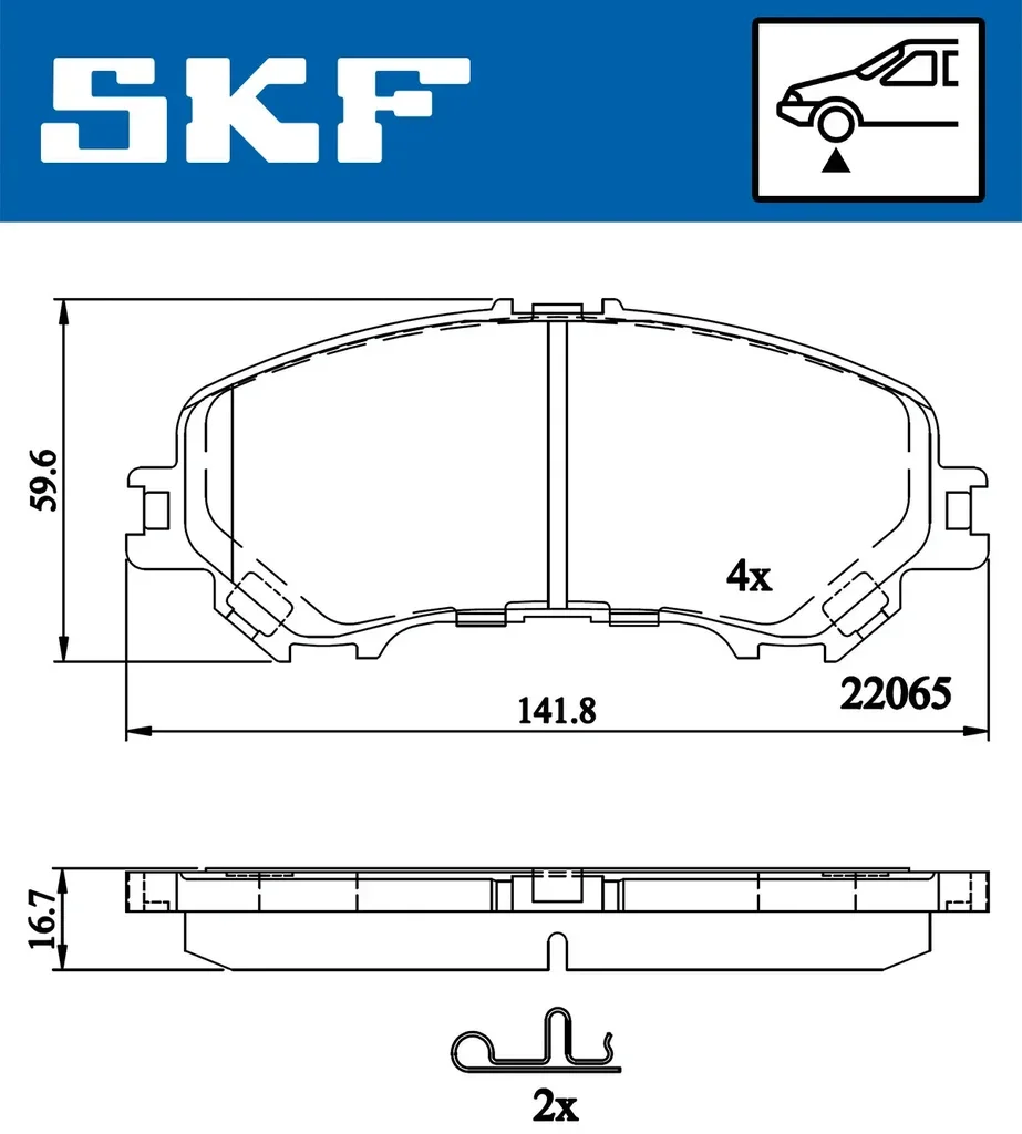 VKBP 80557 A SKF Комплект тормозных колодок, дисковый тормоз (фото 1)