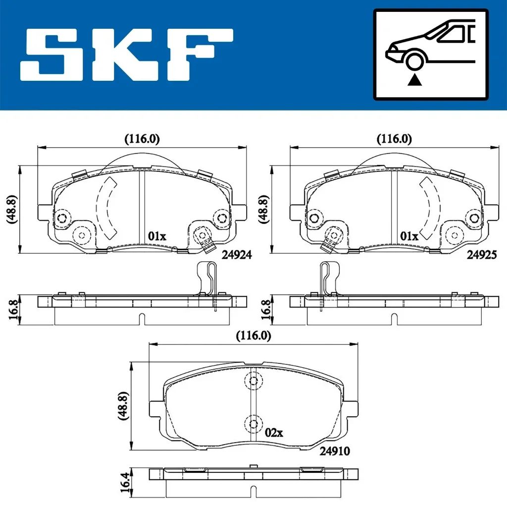 VKBP 80567 A SKF Комплект тормозных колодок, дисковый тормоз (фото 1)