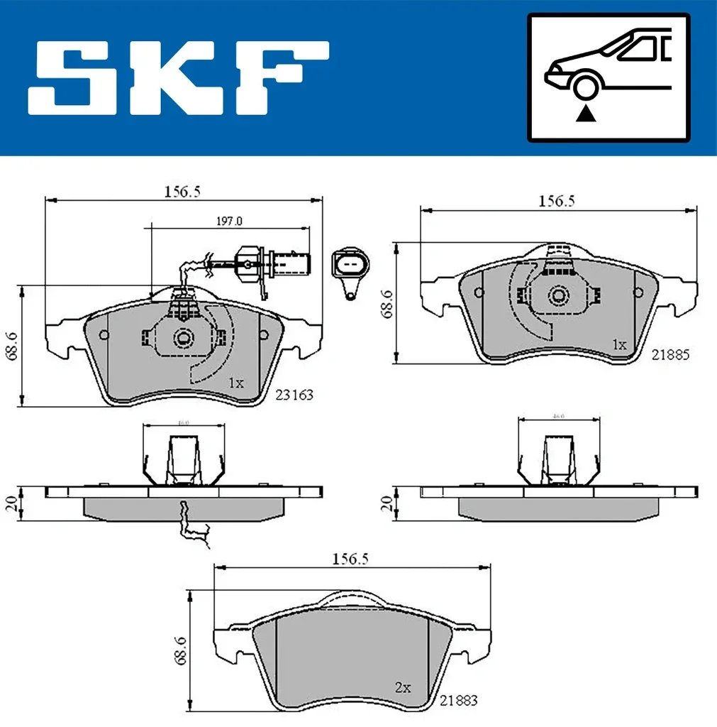 VKBP 80573 E SKF Комплект тормозных колодок, дисковый тормоз (фото 1)