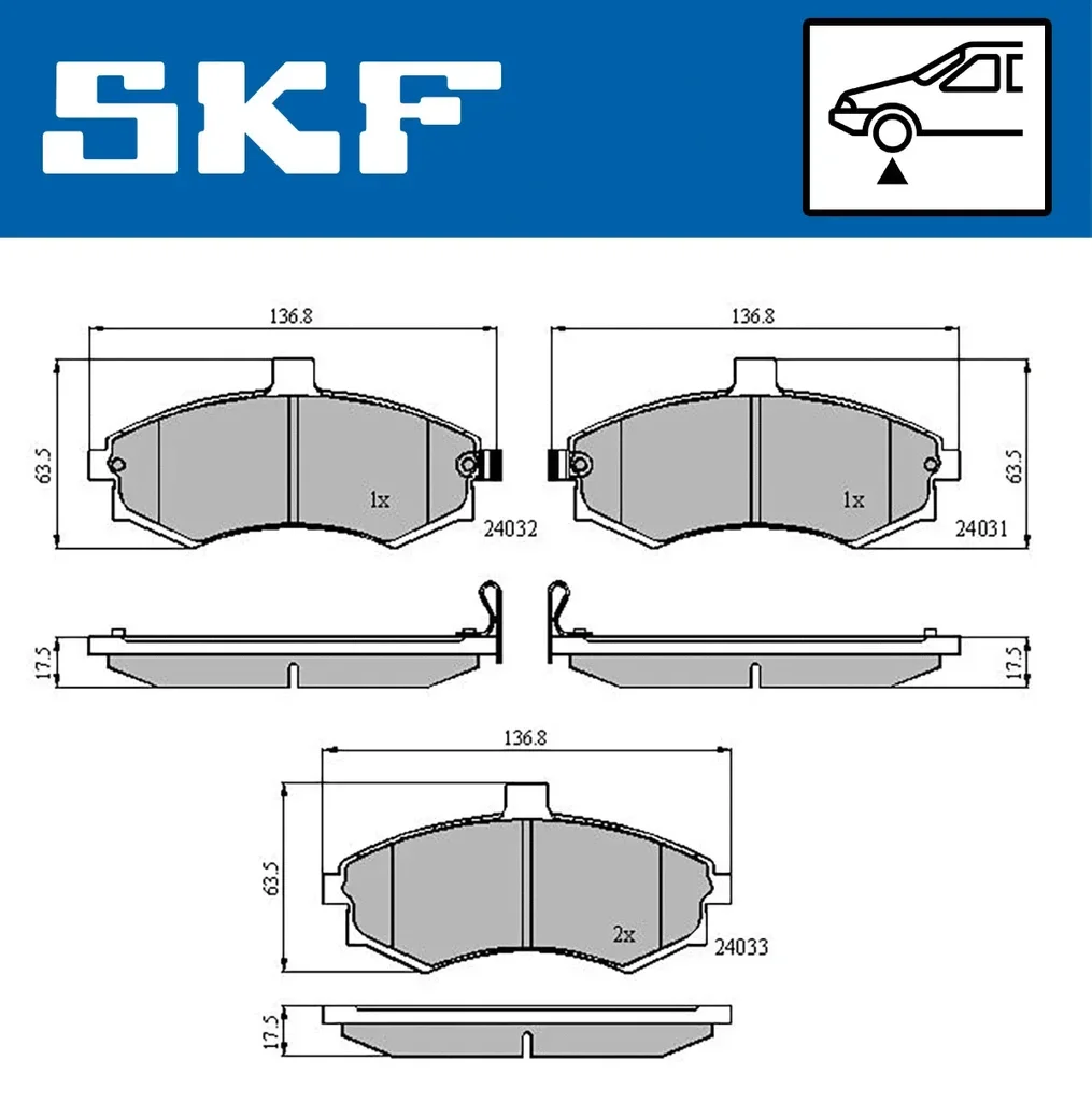 VKBP 80591 A SKF Комплект тормозных колодок, дисковый тормоз (фото 1)