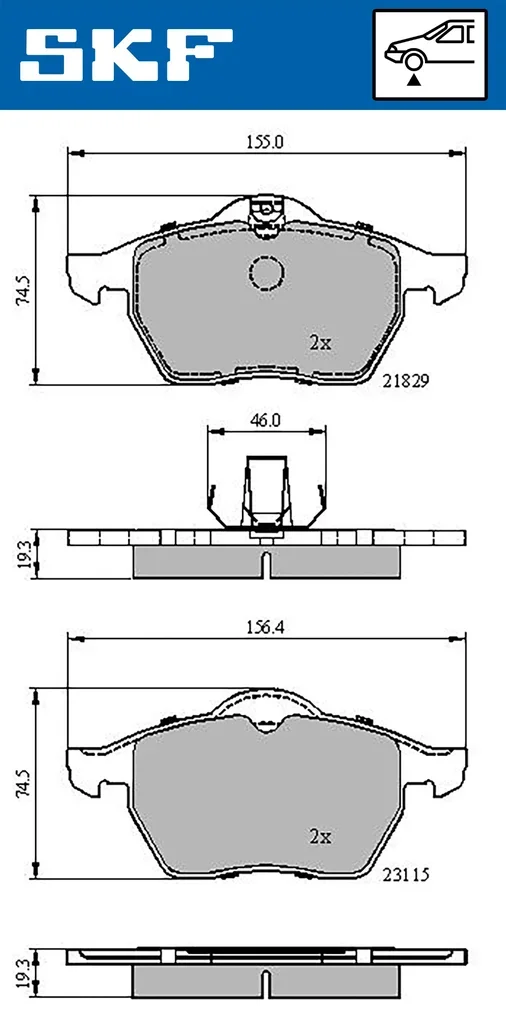 VKBP 80593 SKF Комплект тормозных колодок, дисковый тормоз (фото 1)