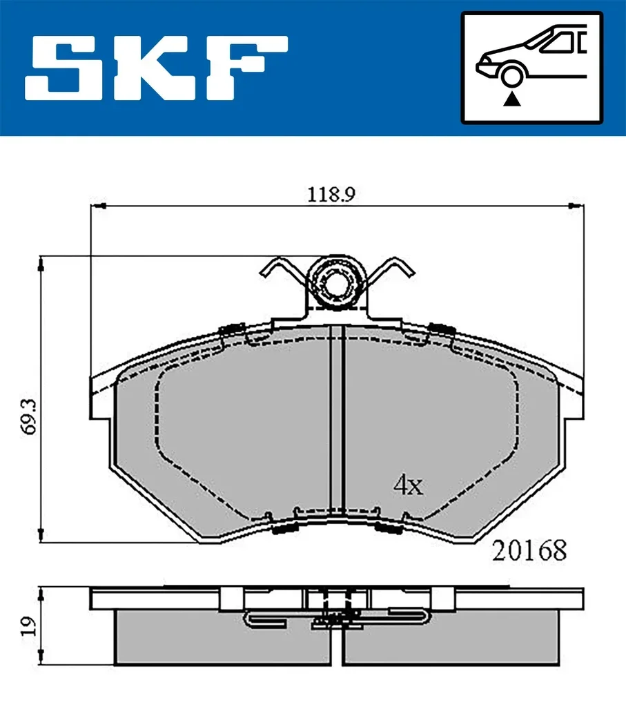 VKBP 80598 SKF Комплект тормозных колодок, дисковый тормоз (фото 1)