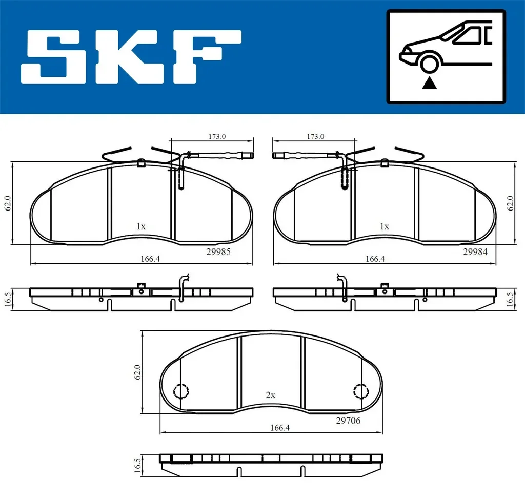 VKBP 80616 E SKF Комплект тормозных колодок, дисковый тормоз (фото 1)