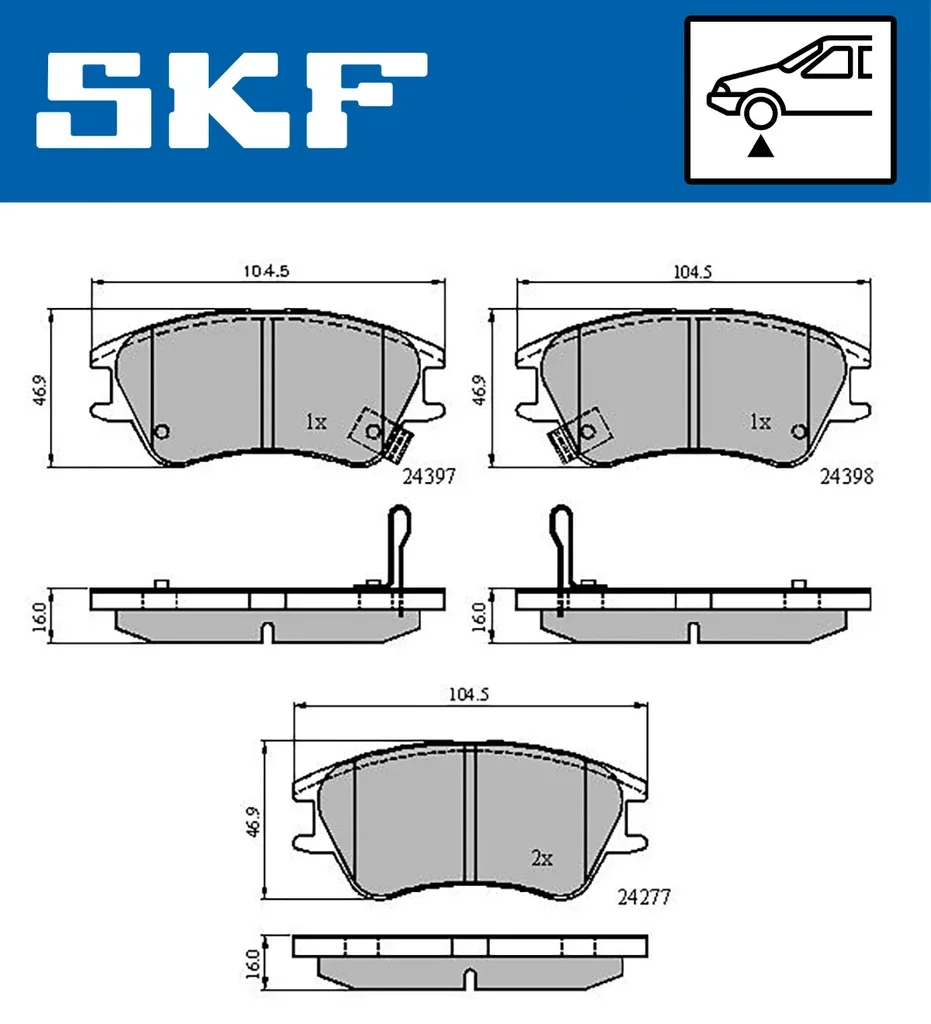 VKBP 80621 A SKF Комплект тормозных колодок, дисковый тормоз (фото 1)