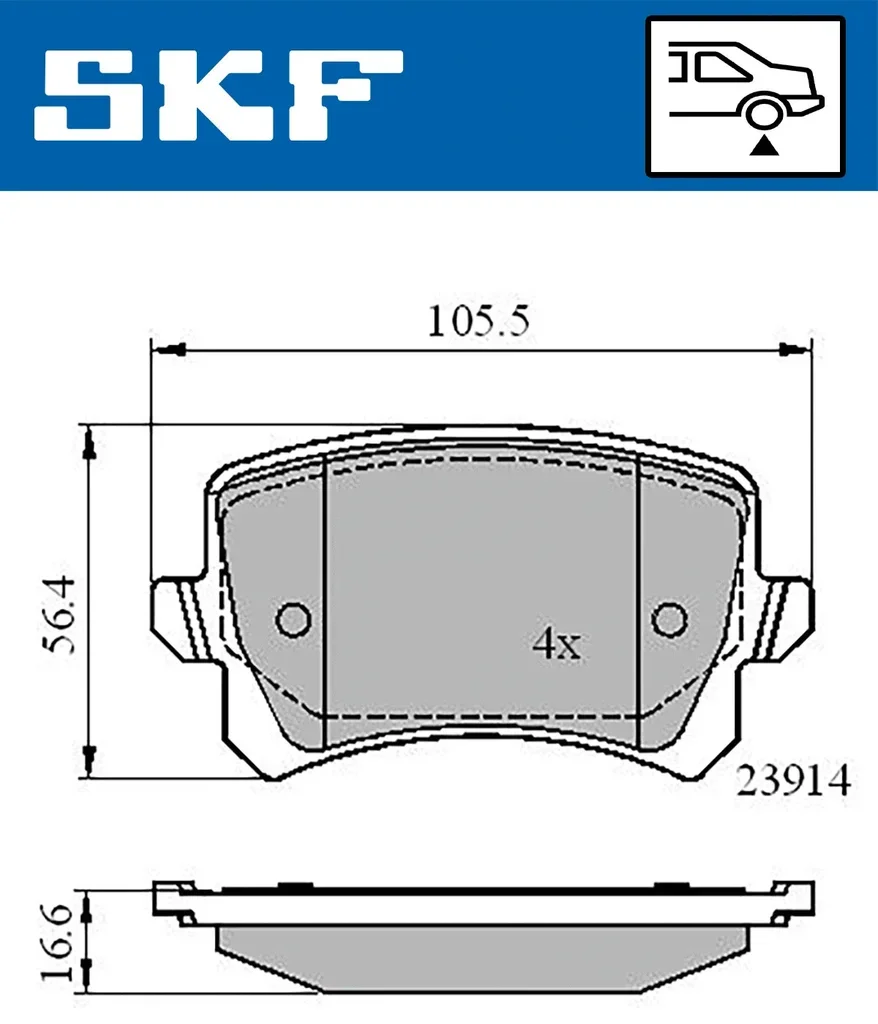 VKBP 90023 SKF Комплект тормозных колодок, дисковый тормоз (фото 1)