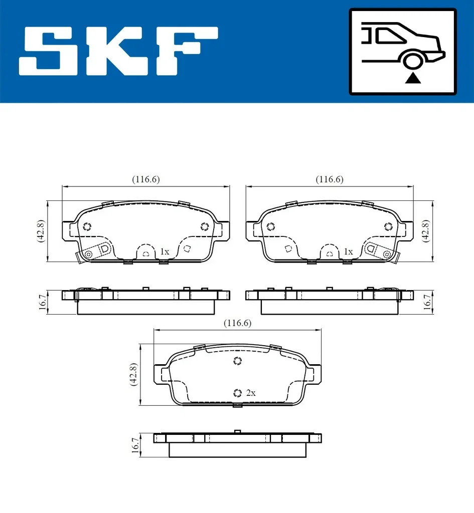 VKBP 90033 A SKF Комплект тормозных колодок, дисковый тормоз (фото 1)