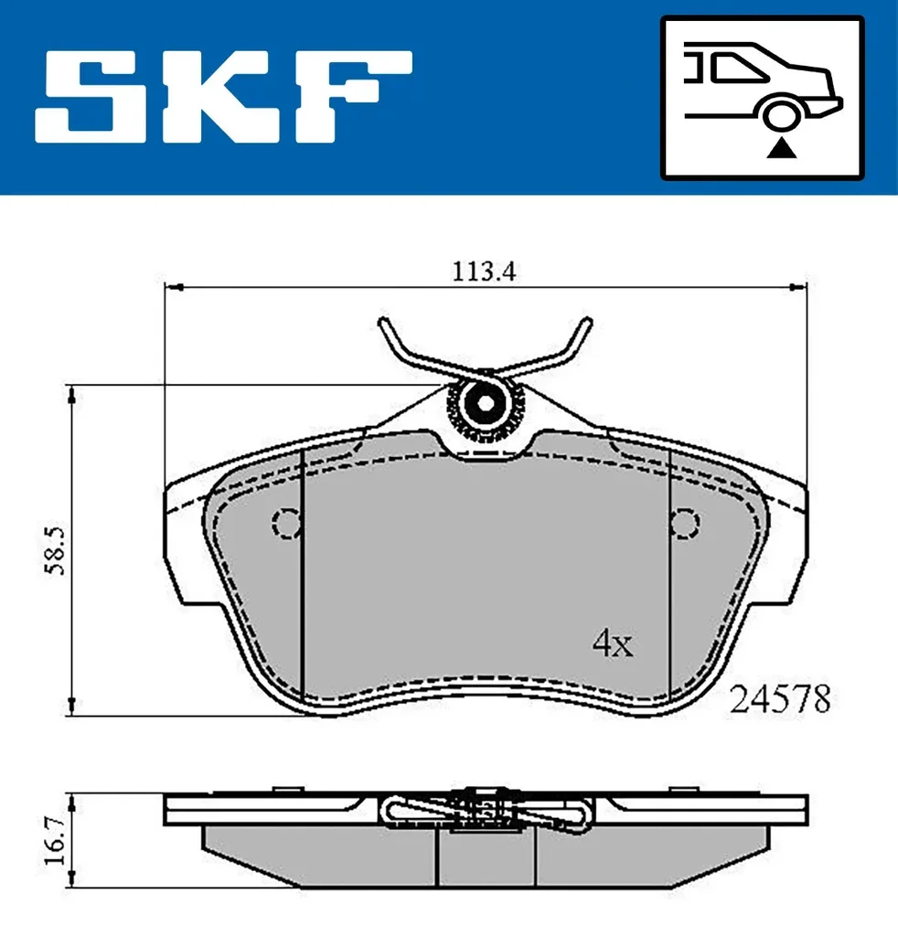 VKBP 90061 SKF Комплект тормозных колодок, дисковый тормоз (фото 1)