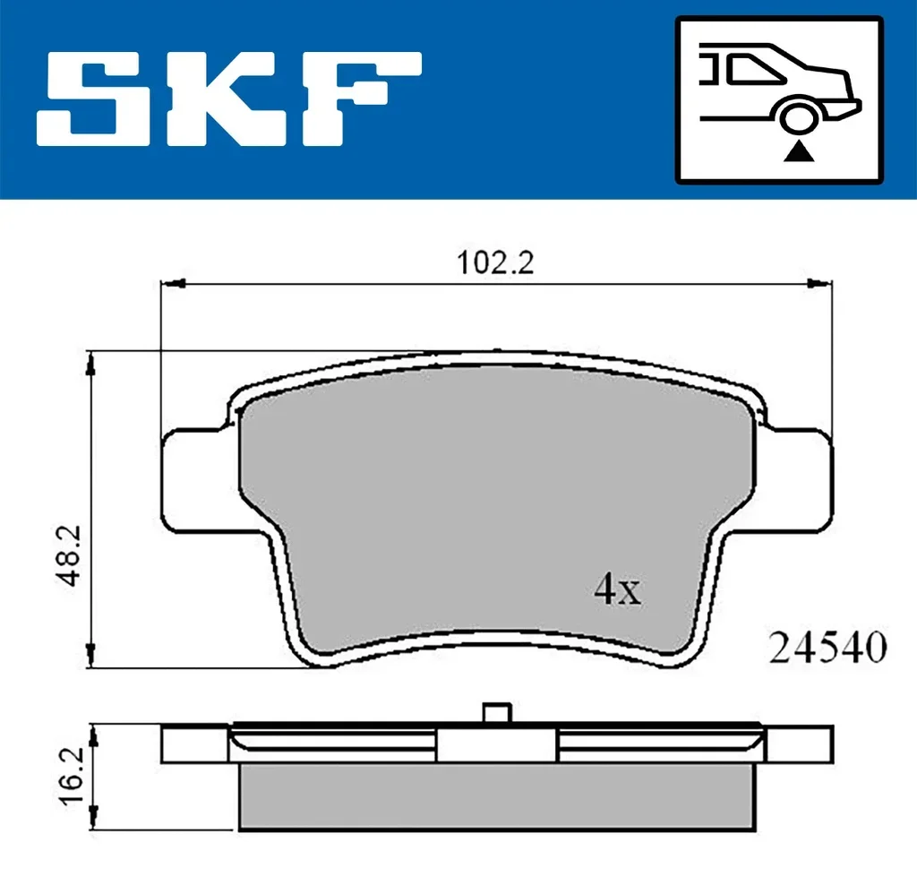 VKBP 90088 SKF Комплект тормозных колодок, дисковый тормоз (фото 1)