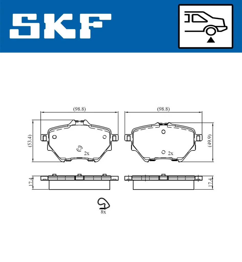 VKBP 90101 SKF Комплект тормозных колодок, дисковый тормоз (фото 1)