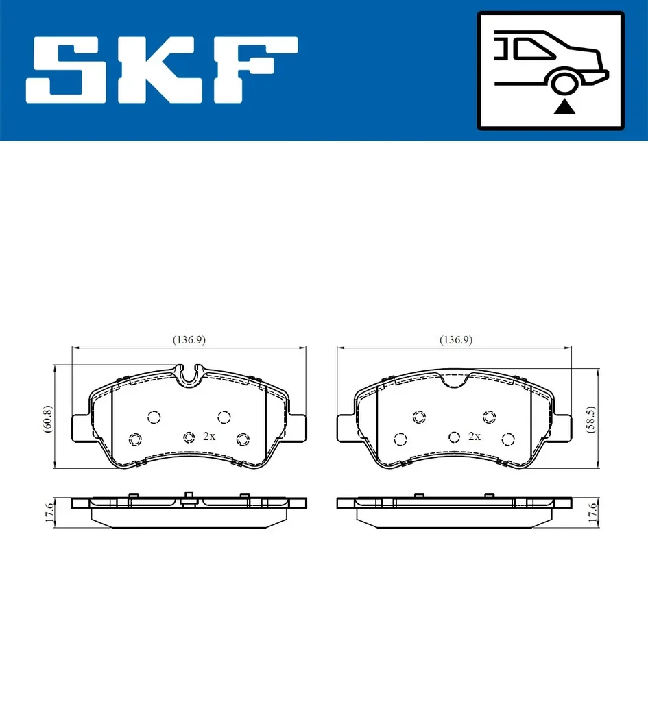 VKBP 90102 SKF Комплект тормозных колодок, дисковый тормоз (фото 1)