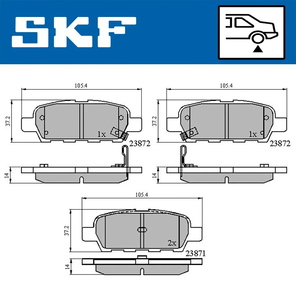 VKBP 90107 A SKF Комплект тормозных колодок, дисковый тормоз (фото 1)