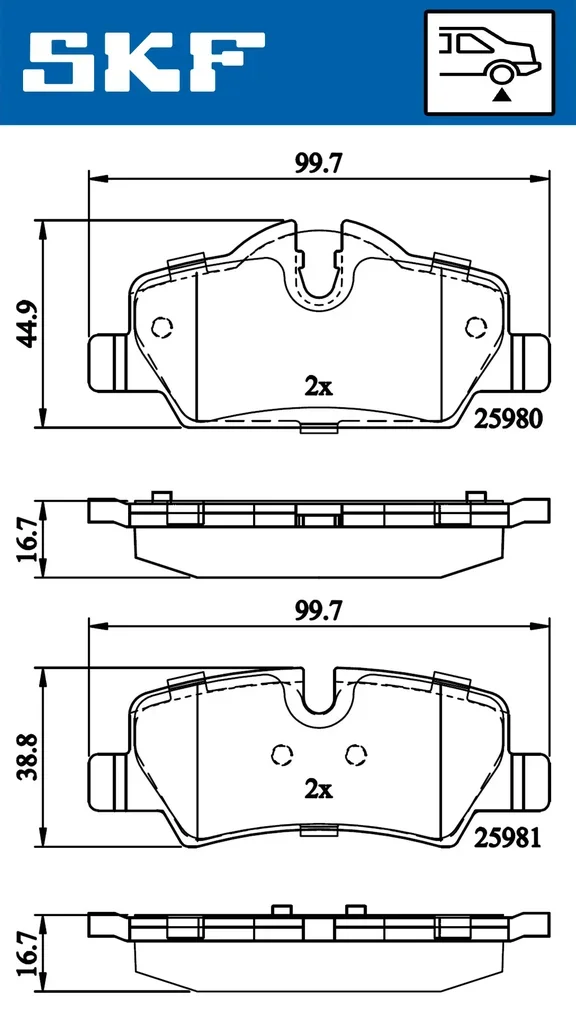 VKBP 90124 SKF Комплект тормозных колодок, дисковый тормоз (фото 1)