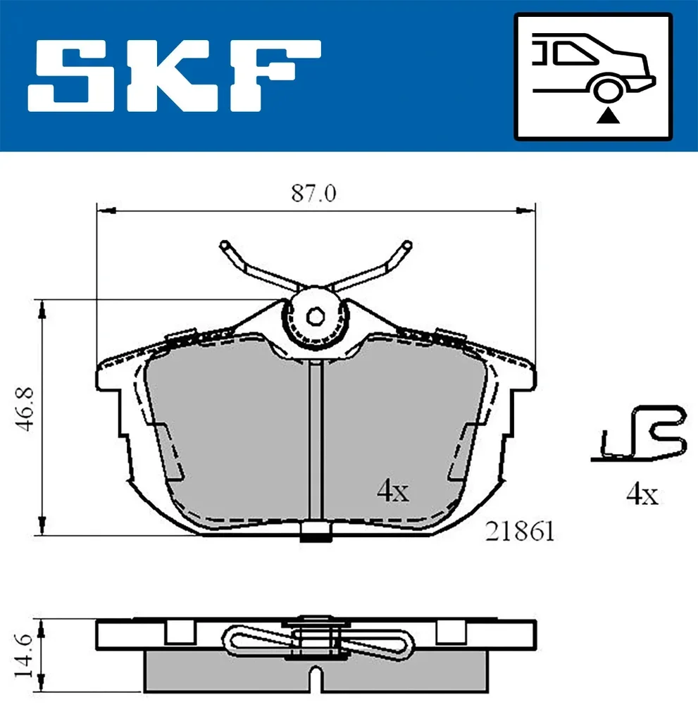 VKBP 90160 A SKF Комплект тормозных колодок, дисковый тормоз (фото 1)