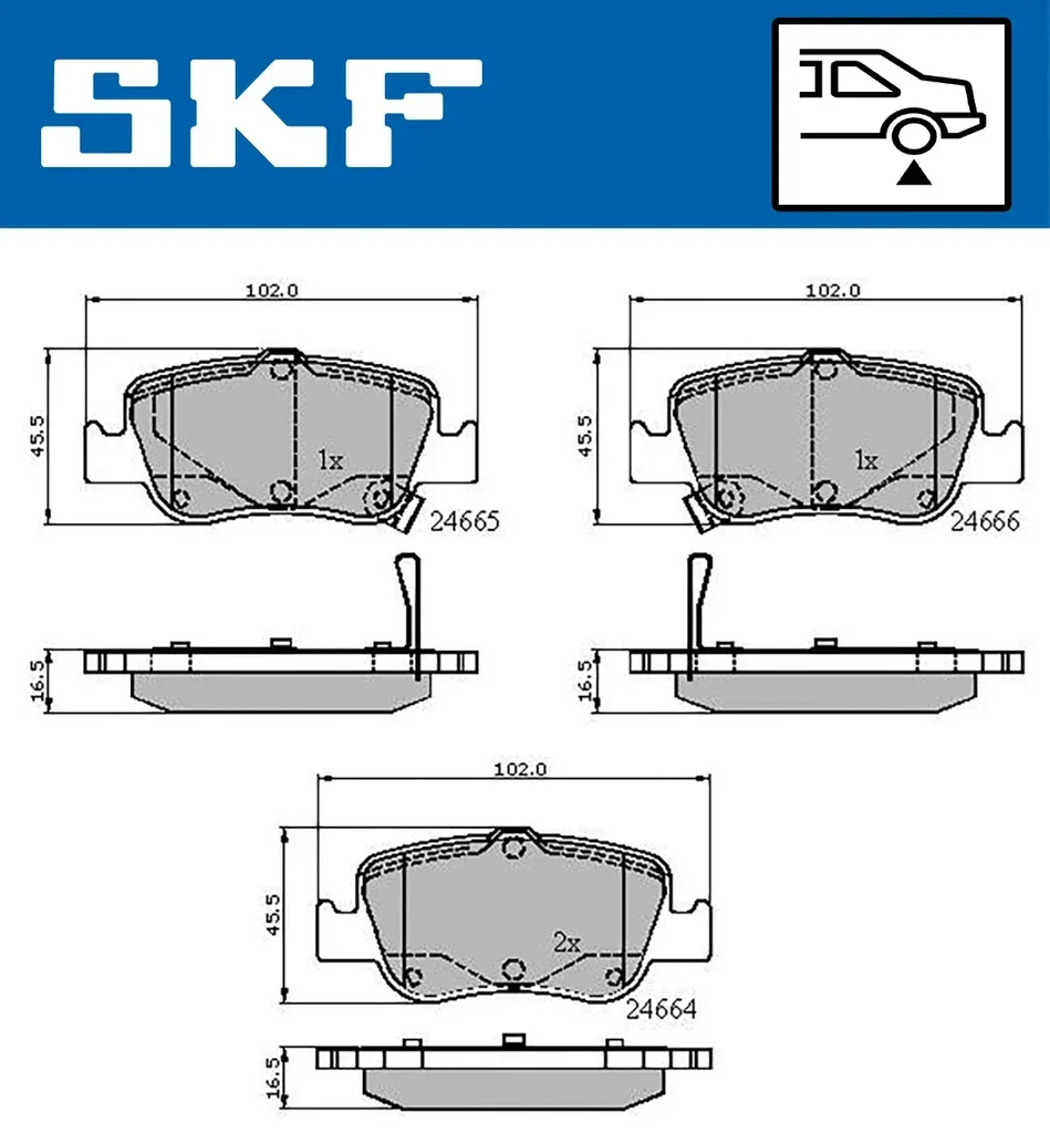 VKBP 90191 A SKF Комплект тормозных колодок, дисковый тормоз (фото 1)