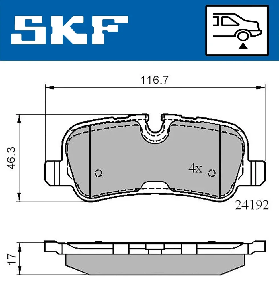 VKBP 90257 SKF Комплект тормозных колодок, дисковый тормоз (фото 1)