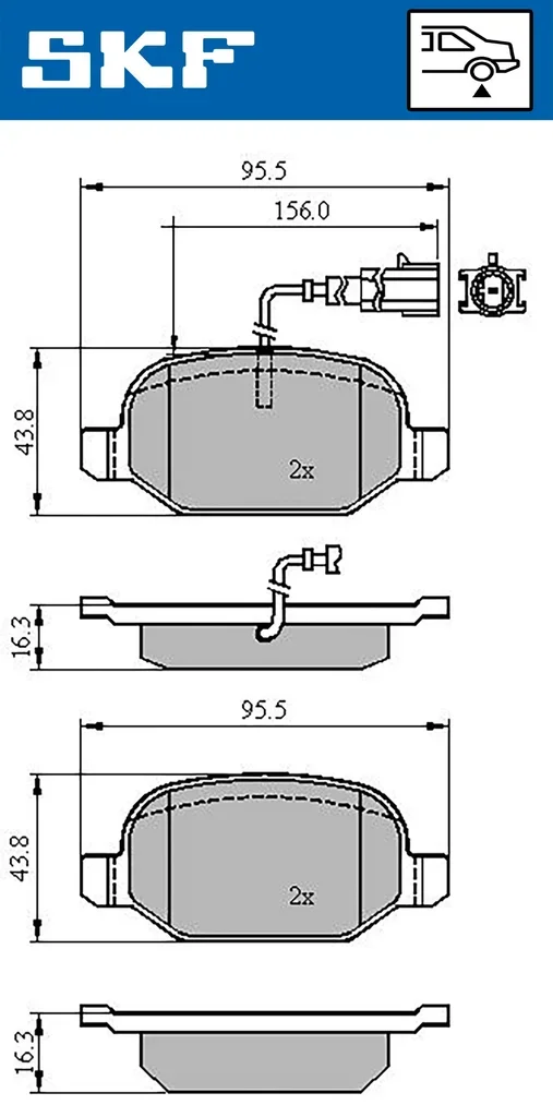 VKBP 90398 E SKF Комплект тормозных колодок, дисковый тормоз (фото 1)