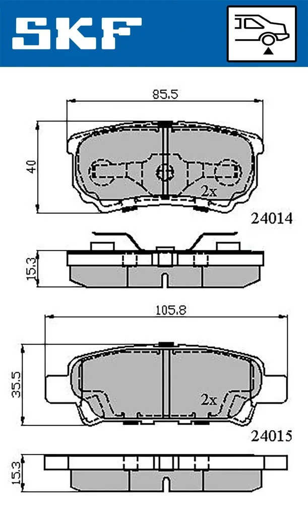VKBP 90416 A SKF Комплект тормозных колодок, дисковый тормоз (фото 1)