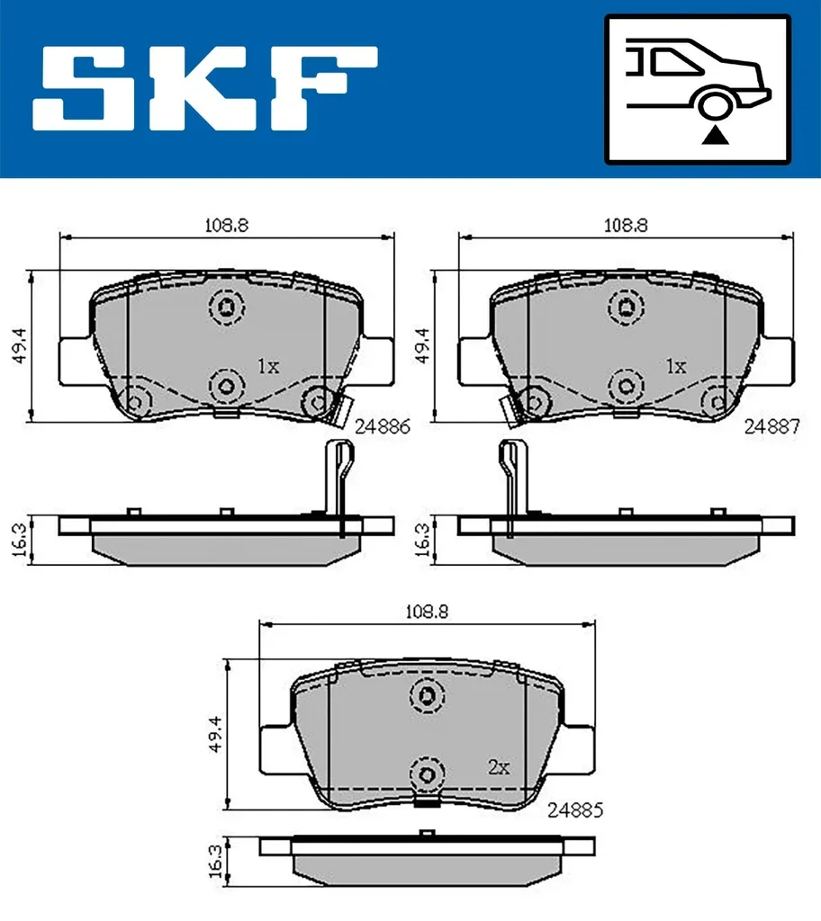 VKBP 90458 A SKF Комплект тормозных колодок, дисковый тормоз (фото 1)