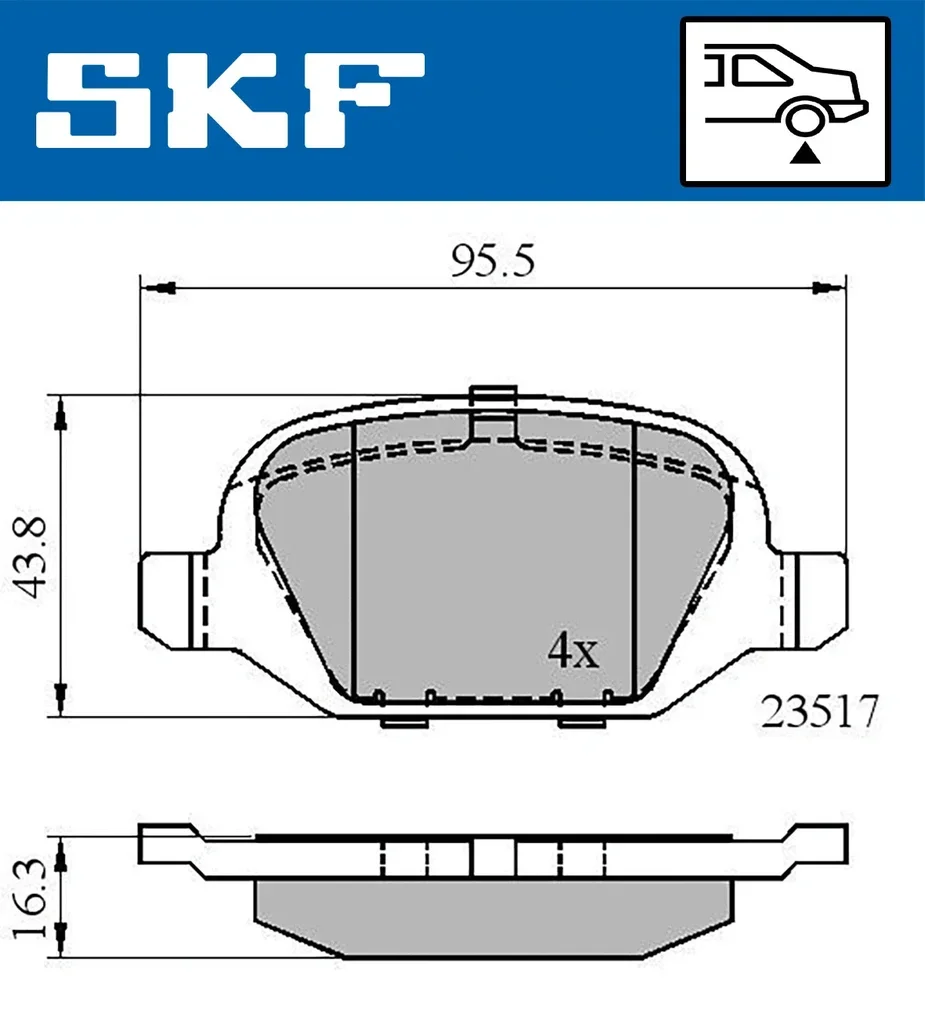 VKBP 90472 SKF Комплект тормозных колодок, дисковый тормоз (фото 1)